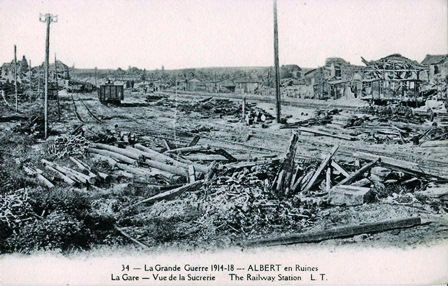Ruins of Albert Railway Station WWI (Wikimedia Commons Reuse)